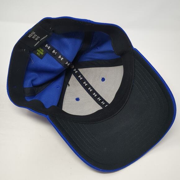 Under Armour Fitted Baseball Cap Blue Large Embroidered Vented Holes 6 Panel - Picture 7 of 9